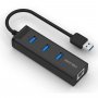 Volans VL-HJ45 3-Port USB3.0 Hub + RJ45 Gigabit Ethernet Adapter - Aluminium