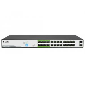 D-link Dgs-f1026p-e (dgs-f1026p-e) 26-port Gigabit Poe Switch With 24 Poe+ Ports (8 Long Reach 250m) And 2 Uplinks With Combo Sfp. Poe Budget 250w.