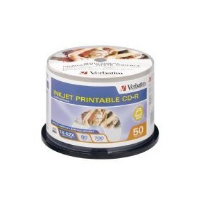 Verbatim CD-R 80 Min 700MB White InkJet Printable 50