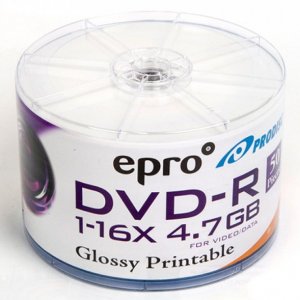 Epro Dvd-r / 16x / 50 Tube / White Glossy Printable 618018