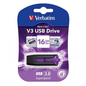 Verbatim 16gb V3 Usb3.0 Violet Store'n'go V3; Rectractable