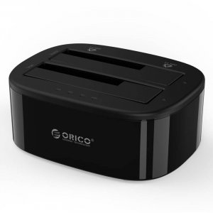 Orico 2.5/3.5" USB3.0 1 to 1 Clone Dual-bay HDD and SSD Hard Drive Dock 6228US3-C-BK