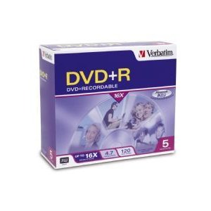 Verbatim DVD+R 4.7GB Jewel Case 5 Pack 16x (95049)