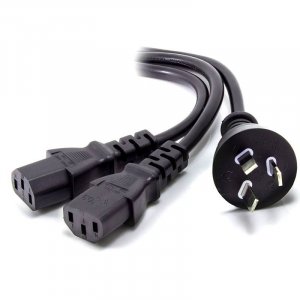 Alogic 2m Aus 3 Mains Plug to 2 X IEC C13 Y Splitter Cable (M/2xF)