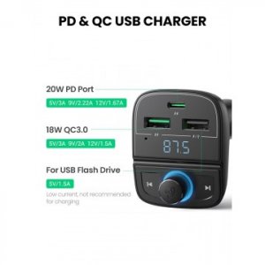 Ugreen 80910 Car Bluetooth 5.0 Fm Transmitter