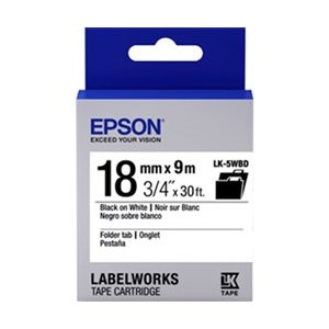 Epson Tape Folder Tab 18mm Black On White 9 Mtrs Lw-400 & Lw-600p