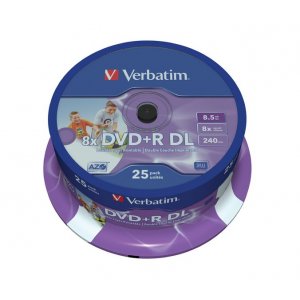 Verbatim 43667 Double Layer 8x Dvd+r 8.5gb Printable Wide 25pack